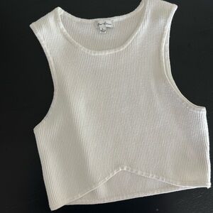 White Ribbed Cropped Tank